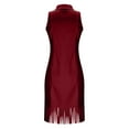 thumbnail image 5 of LNWUY Women's Elegant Solid Color Summer Dress Vintage Turn Down Collar Stretch Sleeveless Zipper Tassel Denim Dress Red XXL, 5 of 7