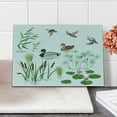 thumbnail image 2 of Rubber Duck Cutting Board, Lake Animals and Plants Lily Flowers Reeds Cane in the Pond Nature Park, Decorative Tempered Glass Cutting and Serving Board, Small Size, White Green, by Ambesonne, 2 of 5