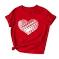 thumbnail image 4 of Babysbule Womens Summer Tops Valentine's Day Heart Printed Solid Color Top Short Sleeve T-Shirt, 4 of 5