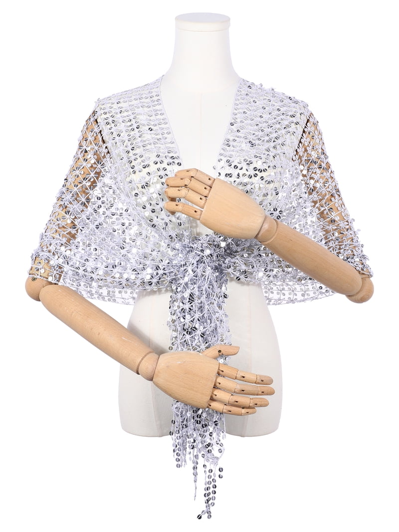 silver shawls for evening dresses Sequin Beaded Shawl Flower Wedding Party Gift Wrap/Wedding/new Year Eve/Formal Event/ : Clothing, Shoes & Jewelry Whether youre the radiant bride INSPIRE CHIC Shawls and Wraps