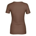 thumbnail image 5 of Summer Tops For Women 2024,Women V Neck Ribbed Fitted Tight Tshirt Short Sleeve Shirt Basic Knit Top,Plus Size Tops For Women(Color:Coffee,Size:L), 5 of 5