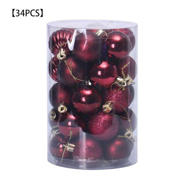 34 Pcs/set Christmas Tree Hanging Ball Home Mall Office Wall Tree Window Ball Decor Plastic Ornament Puprle