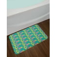 thumbnail image 2 of Retro Bath Mat, Funky Formations in Vintage Style Digitally Generated Contours, Plush Bathroom Decor Mat with Non Slip Backing, 29.5" X 17.5", Green Pale Fuchsia and Yellow, by Ambesonne, 2 of 2