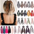 thumbnail image 2 of Fashion Leopard Print Scrunchies Bow Chiffon Elastic Hair Bands Long Ribbon Ponytail Scarf Hair Tie Women Girls Hair Accessories, 2 of 4