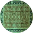 thumbnail image 1 of Ahgly Company Indoor Round Oriental Turquoise Blue Industrial Area Rugs, 3' Round, 1 of 4