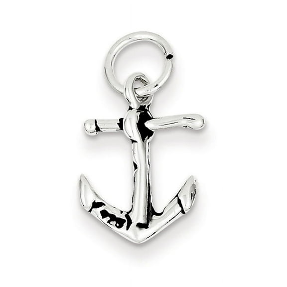 925 Sterling Silver Solid Polished Oxidized Nautical Ship Mariner Anchor Charm 21x10mm Wide Pendant Necklace for Women