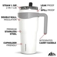 thumbnail image 3 of Hydrapeak Roadster 40oz Stainless Steel Tumbler Double Wall Vacuum Insulated Water Bottle With Handle And 2 in 1 Straw Lid (White), 3 of 7