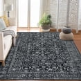 thumbnail image 4 of Area Rugs for Living Room Bedroom, Large Washable Rug, Vintage Floral Boho Non Slip & Low Pile Carpet Indoor Dining Room and Kids Room Black 2 * 6 ft, 4 of 9