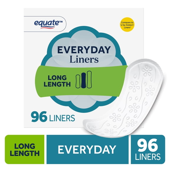 Equate Light Protection Everyday Panty Liners, Long Length, 96 Count