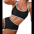 thumbnail image 2 of Conjuntos de Bikini para Mujer con Estampado Floral, Trajes de Baño de Dos Piezas con Escote Redondo y Cintura Alta. Negro M, 2 of 8