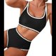 thumbnail image 2 of Conjuntos de Bikini para Mujer con Estampado Floral, Trajes de Baño de Dos Piezas con Escote Redondo y Cintura Alta. Negro XL, 2 of 8