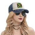 thumbnail image 6 of Jamaica Flag Proud Jamaicans Baseball Cap Distressed Adjustable Vintage Cotton Denim Hat for Women Men, 6 of 7