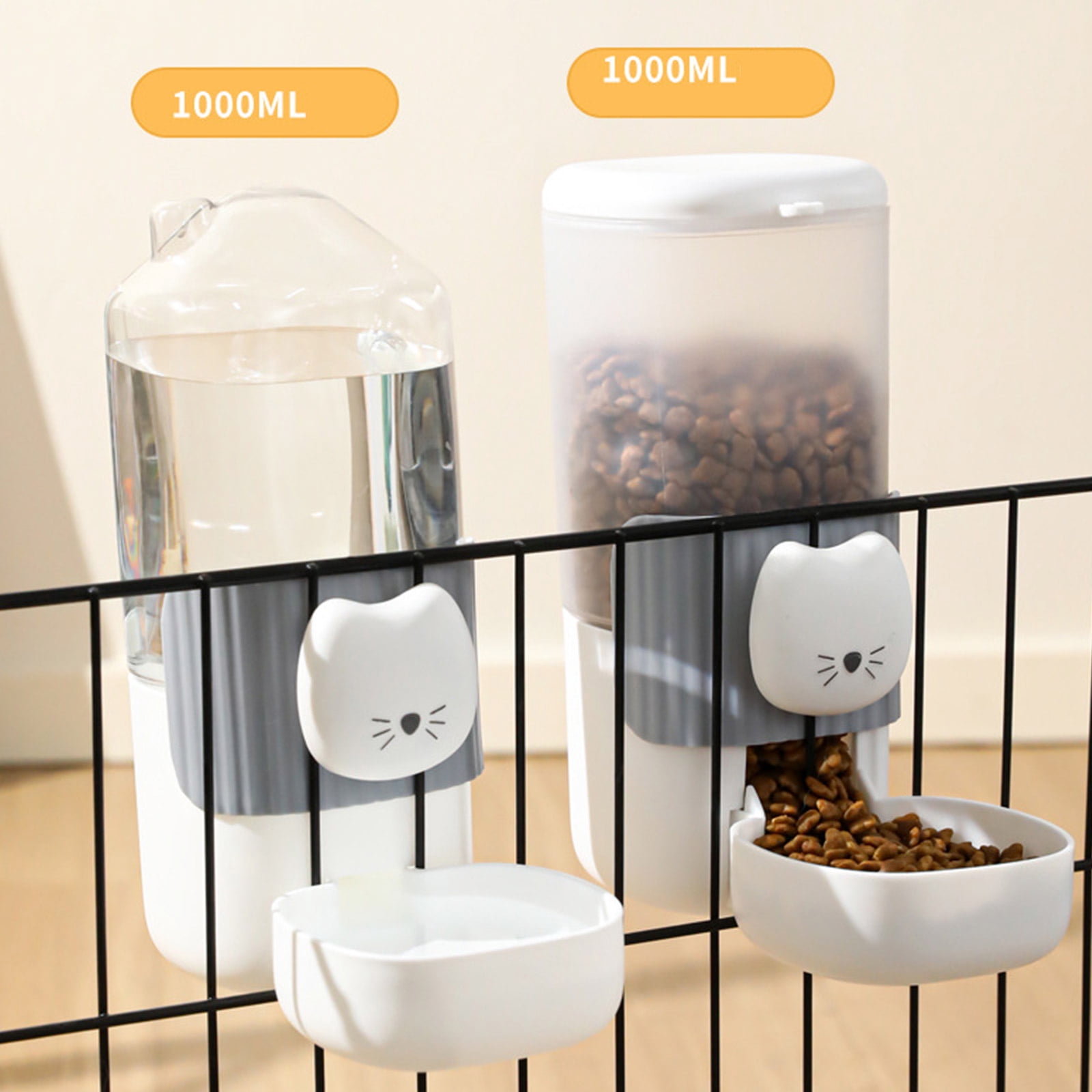 Automatic Dog Feeder Water Dispenser With Cartoon Cats Face Safe PP Easy Installation For Busy Owner Home Decors