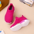 thumbnail image 5 of Toddler Boys Girls Knitting Loafers LED Light Up Lightweight Sock Shoes Kids Comfortable Platform Slip on Sneakers Pink, 5 of 6
