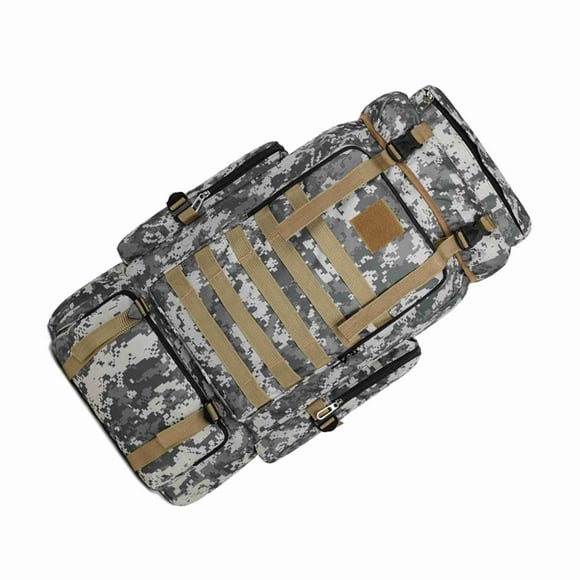 Camo Backpack, Large Capacity Canvas Camping Backpack for Hiking with Many Pockets, Ventilated Back and Adjustable Straps
