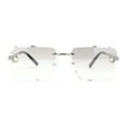 thumbnail image 2 of Luxury Bling Rimless Chain Jewel Arm Rectangle Hustler Gangster Sunglasses Silver - Clear, 2 of 4