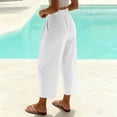 thumbnail image 3 of GigrtiJin Pleated Capris Pants for Womens Cotton Linen High Waisted Capris Loose Casual Straight Leg Capris Pants with Pockets, 3 of 8