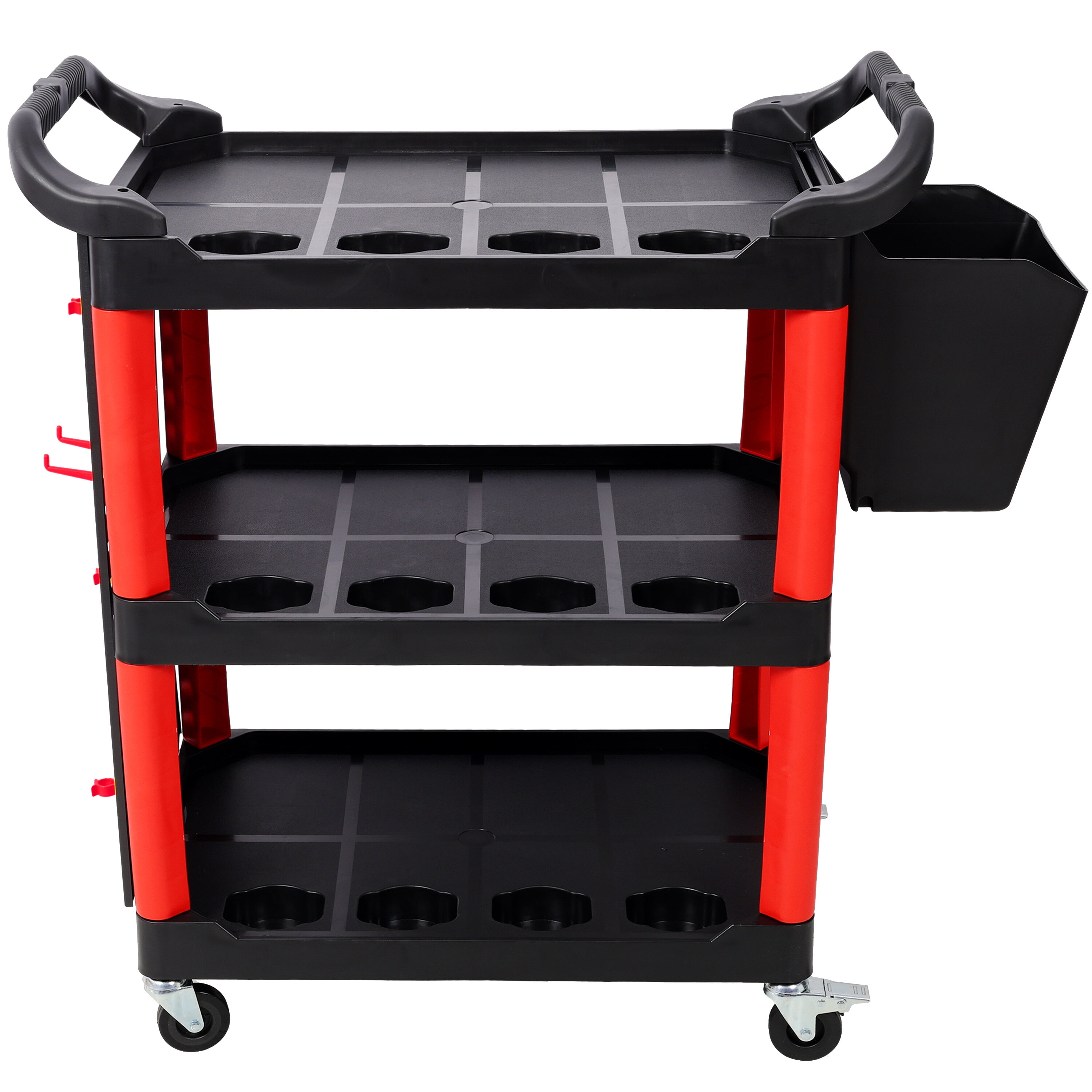 Tool Cart, 3 Tier Rolling Auto Detail Cart With Wheels,With Bucket & Panel & Hook,for Detailers Garage, Workshop, Repair Shop, Storage Tool,Red&Black, Black+Red Tool Storage Cart,Mechanics Tool Cart
