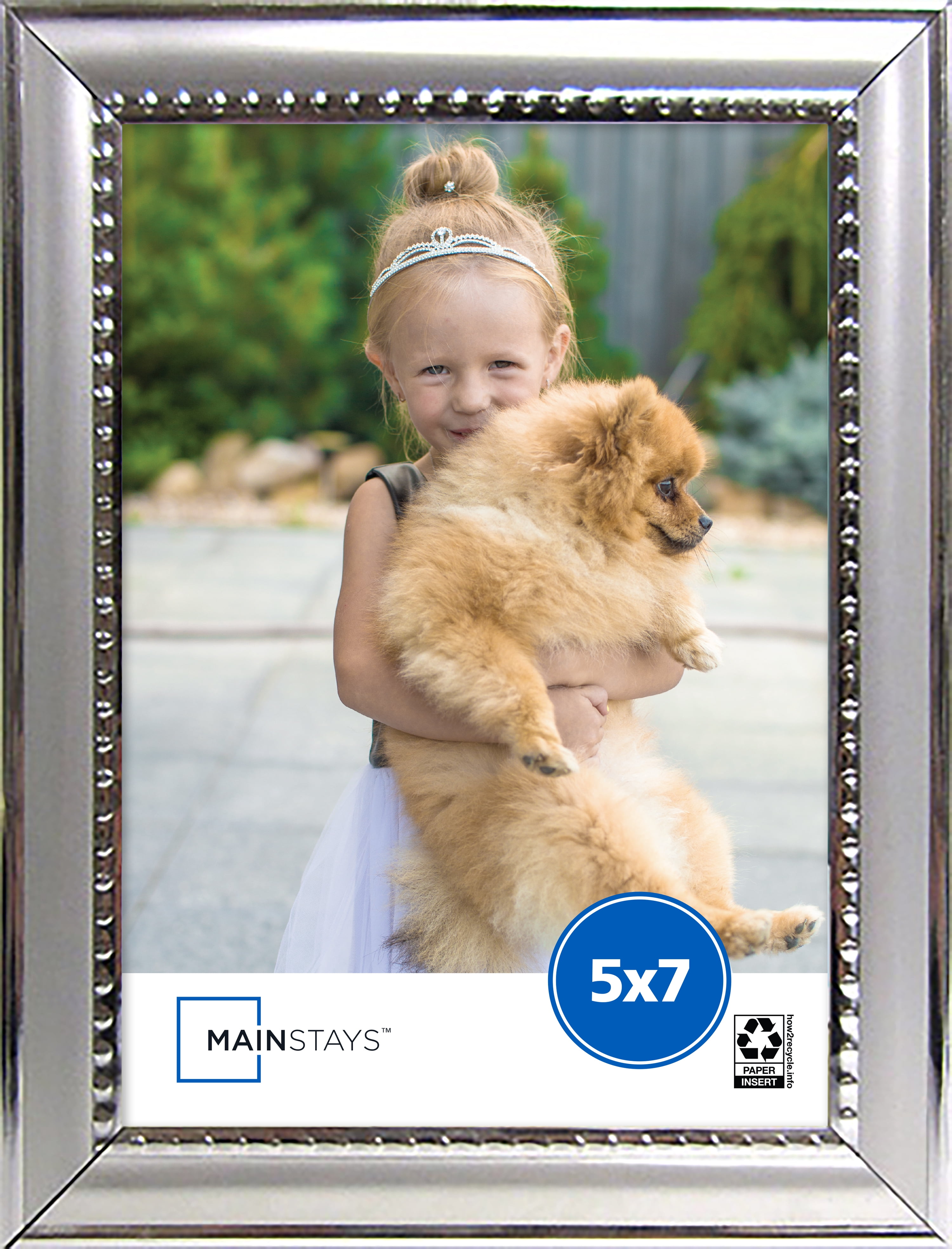 (6 pack) Mainstays 5x7 Silver Bead Photo Frame for Tabletop Display