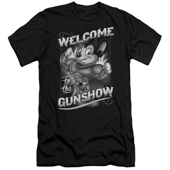 Mighty Mouse Mighty Gunshow Premium Canvas Adult Slim Fit 30/1 T-Shirt Black