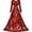 Red, variant on Womens Celestial Dress Moon Star Print V Neck Long Sleeve Maxi Skirt Scalloped Fitted Waist Evening Party Gown Outfit