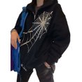 thumbnail image 2 of xiaxaixu Women Hooded Sweater Spider Web Pattern Long Sleeve Zipper Cardigan, 2 of 10