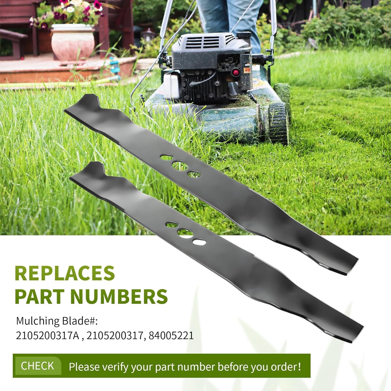 2105200317A Lawn Mower Blades 21 inch Compatible with Murray,MNA 152901,152701,152903,152905, 84005221, 2105200317,Paush Lawn Mower Blades