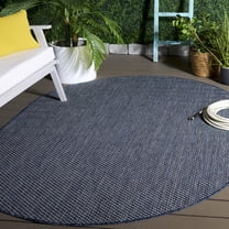 Safavieh Courtyard Finnian Solid Indoor/Outdoor Area Rug, Navy/Gray, 5'3" x 7'6" Oval