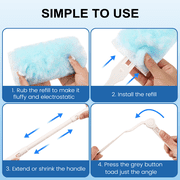 Xueyu 30 Count Duster Refills, Heavy Duty Duster Refills for Cleaning Home Blinds & Cars, Microfiber Dusting Kit with Short & Extension Handle