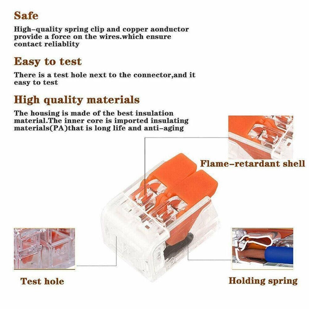 LigoWave 90Pcs/Set For Wago 221 Electrical Connectors Wire Block Clamp, Reusable Terminal Cable ,Orange