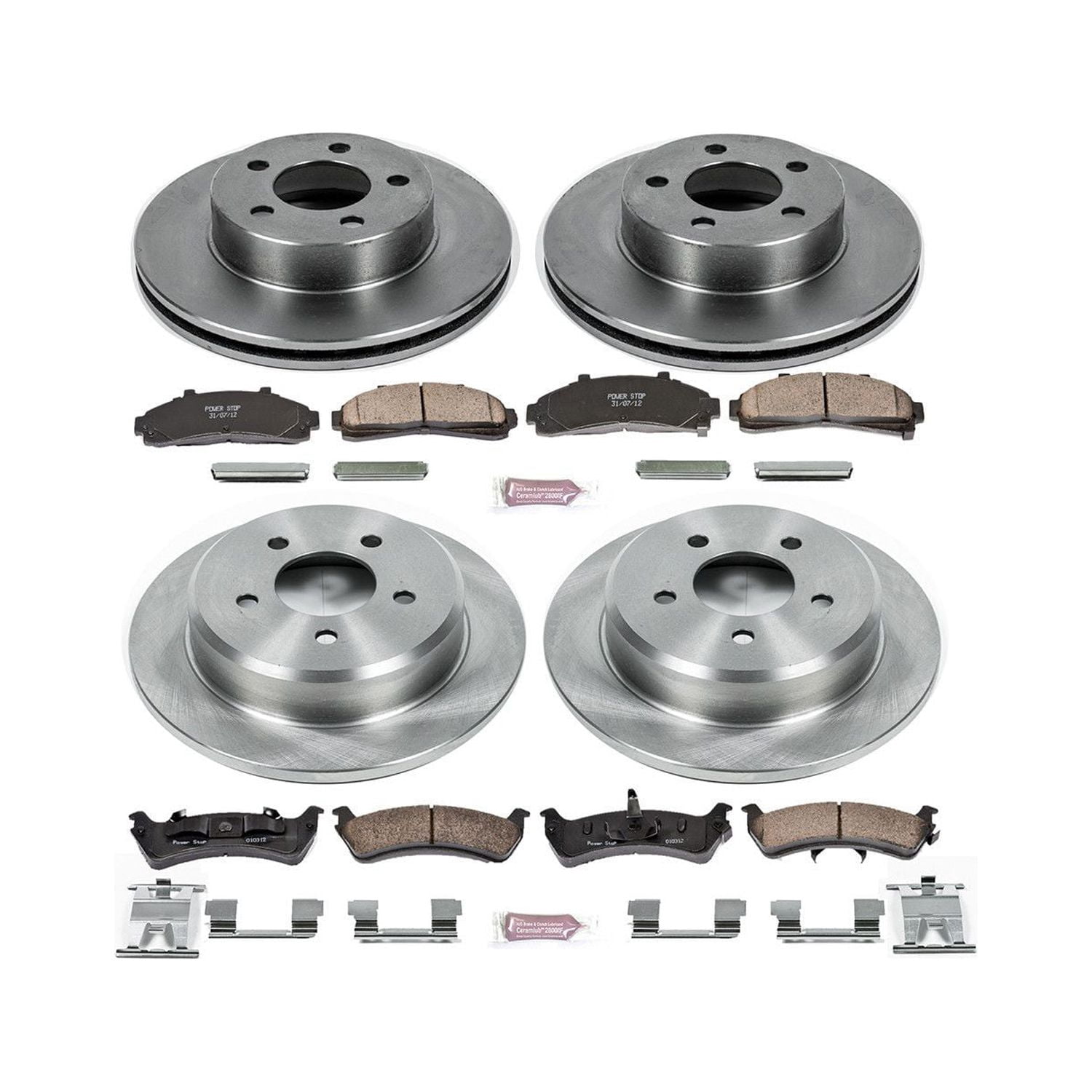 Power Stop Front and Rear Stock Replacement Brake Pad and Rotor Kit KOE1861