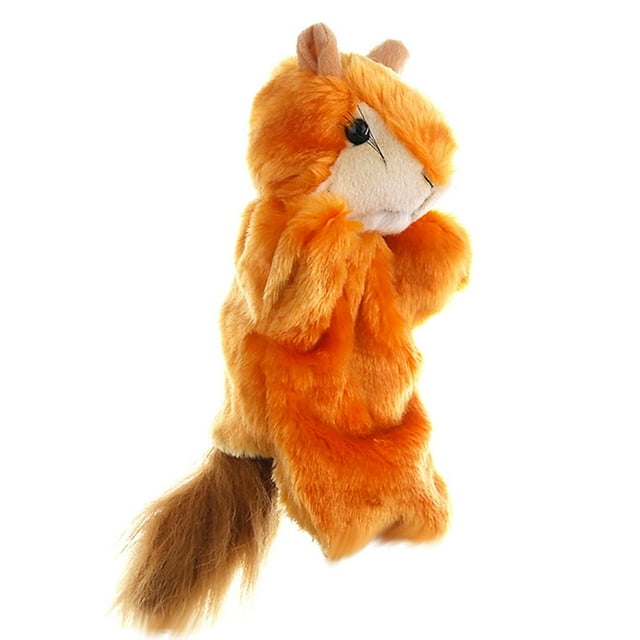 XIANXIAN Lindo muñeco de dibujos animados de animales, guante para niños, marioneta de mano, ardilla, juguetes de peluche para los dedos, marionetas de peluche, juguete de regalo para narración