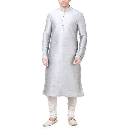 

Royal Mens Silver Silk Blend Luxury Kurta Churidaar_40