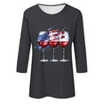 thumbnail image 3 of Patlollav Up to 65% off T Shirts Womens Fashion Casual 3/4 Sleeve Independence Day Printed O-Neck Pullover Tops, 3 of 5
