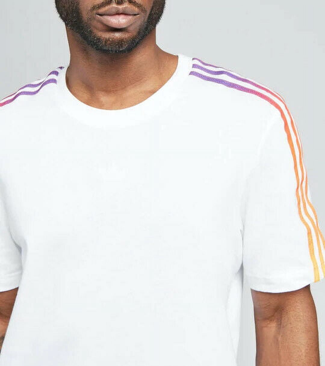 adidas Men's Sportswear 3-Stripes Tee, White/Multicolor, Small
