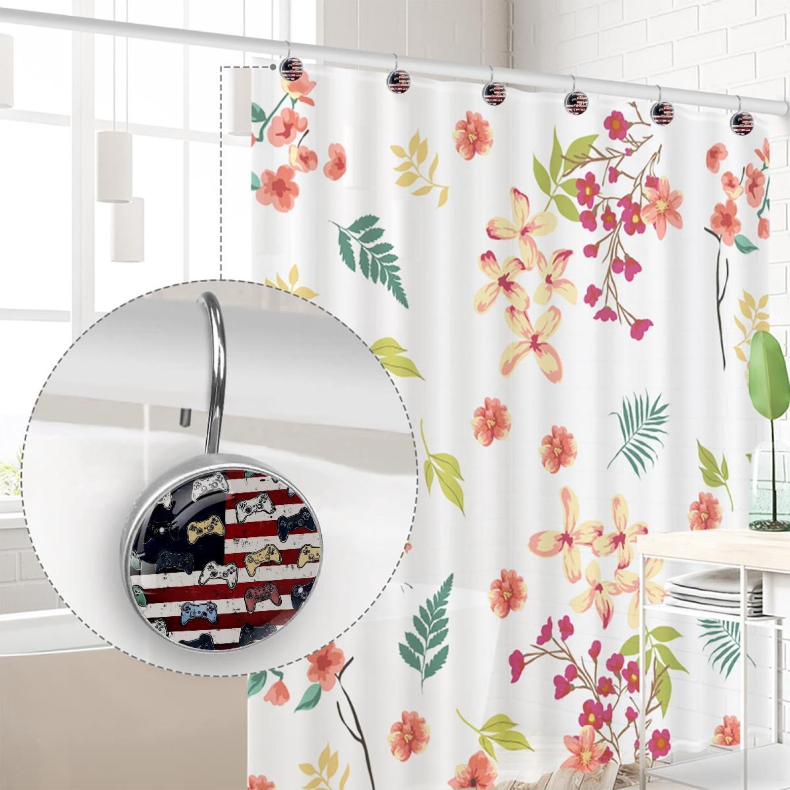HemaKayy 12 Pcs Shower Curtain Hooks Bathroom Decorative Accessories Video Game Controller