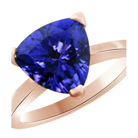 (3.7ct) Trillion Cut Simulated Tanzanite Solitaire Engagement Ring In 14k Solid Gold With Ring Size 12.5