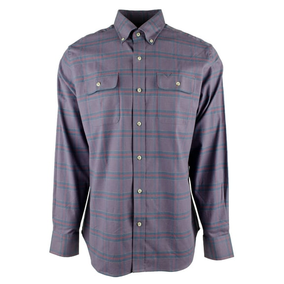Men's Stretch Plaid Button Down Work Shirt-N-S
