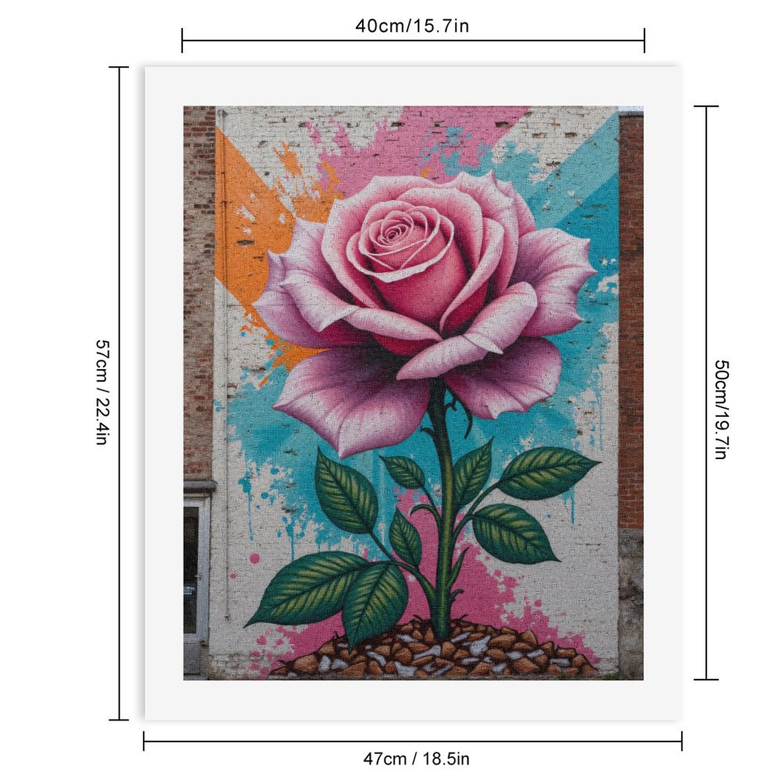 Paint By Numbers Kit for Adults Beginner - Colorful Rose Wall Mural Art DIY Canvas Painting Kits for Adults, Frameless Paint By Number for Adults for Home Wall Decor 16x20 Inch