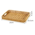 thumbnail image 6 of Joernso Storage Basket with Handle Manual Braided Faux Rattan Rectangle Shape Hollow Drainage Party Picnic Fruit Snacks Bread Serving Tray Coffee Table Organizer, 6 of 7