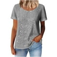 thumbnail image 6 of LIZUOJUNF Womens Summer Casual Slim Fit Sequin Tops Round Neck Short Sleeve Sparkle Shimmer Blouse Tops, 6 of 6