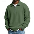 thumbnail image 2 of Oversized Polo Sweatshirt for Men Big and Tall Quarter Zip Pullover Waffle Knit Mock Neck Long Sleeve Casual Shirt Army Green 5XL, 2 of 4