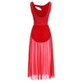 thumbnail image 3 of IBTOM CASTLE Women Lyrical Dance Dress Modern Contemporary Dancewear Backless Tulle Skirt M Red, 3 of 8