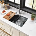 thumbnail image 2 of Kingston Brass GKUS321910 Uptowne 32-Inch Stainless Steel Single Bowl Undermount Kitchen Sink with 6-Piece Kitchen Accessory Set in Brushed, 2 of 11