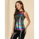 thumbnail image 4 of INSPIRE CHIC Camiseta Sin Mangas Con Chaleco Brillante Metálico Brillante Sin Mangas Para Fiesta Y Club Para Mujer Multicolor M, 4 of 6