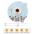 thumbnail image 6 of 15 Inch Round Placemats Set of 4, Aqua Christmas Snowman Non Slip Heat Insulation PP Table Mats, Winter Xmas Tree Snowflakes Washable Place Mats for Kitchen Dining Party Table Decor, 6 of 7