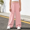 thumbnail image 2 of PMVFHDE Girls Elastic Waist Casual Long Pants Summer Solid Trousers Kids Everyday Bottoms School Outdoor Pink,9-10 Years, 2 of 6