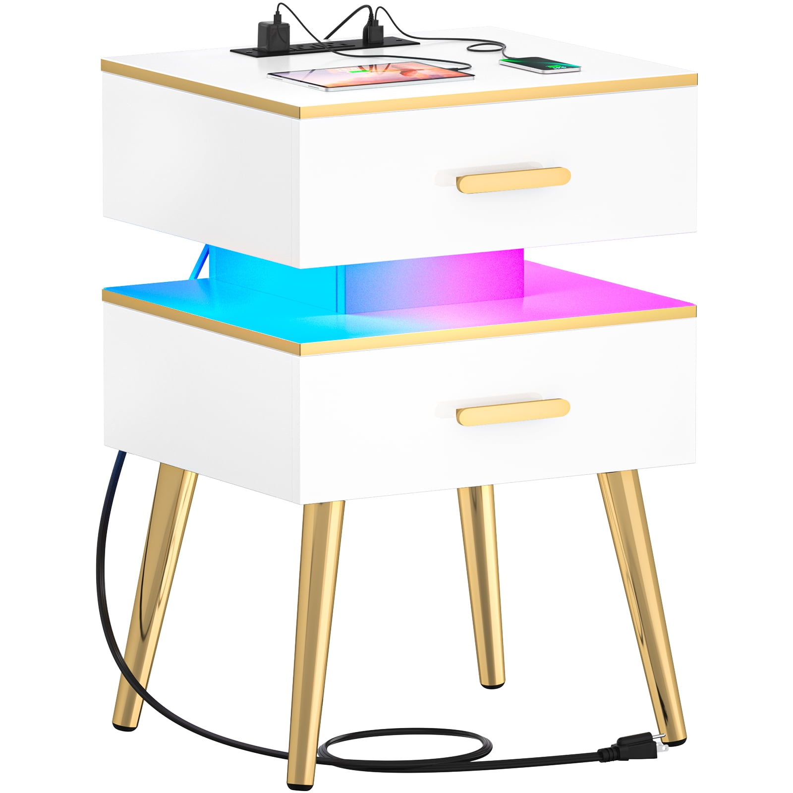 Homieasy Nightstand with Storage Shelf, 28.5'' Tall Bedside Table with