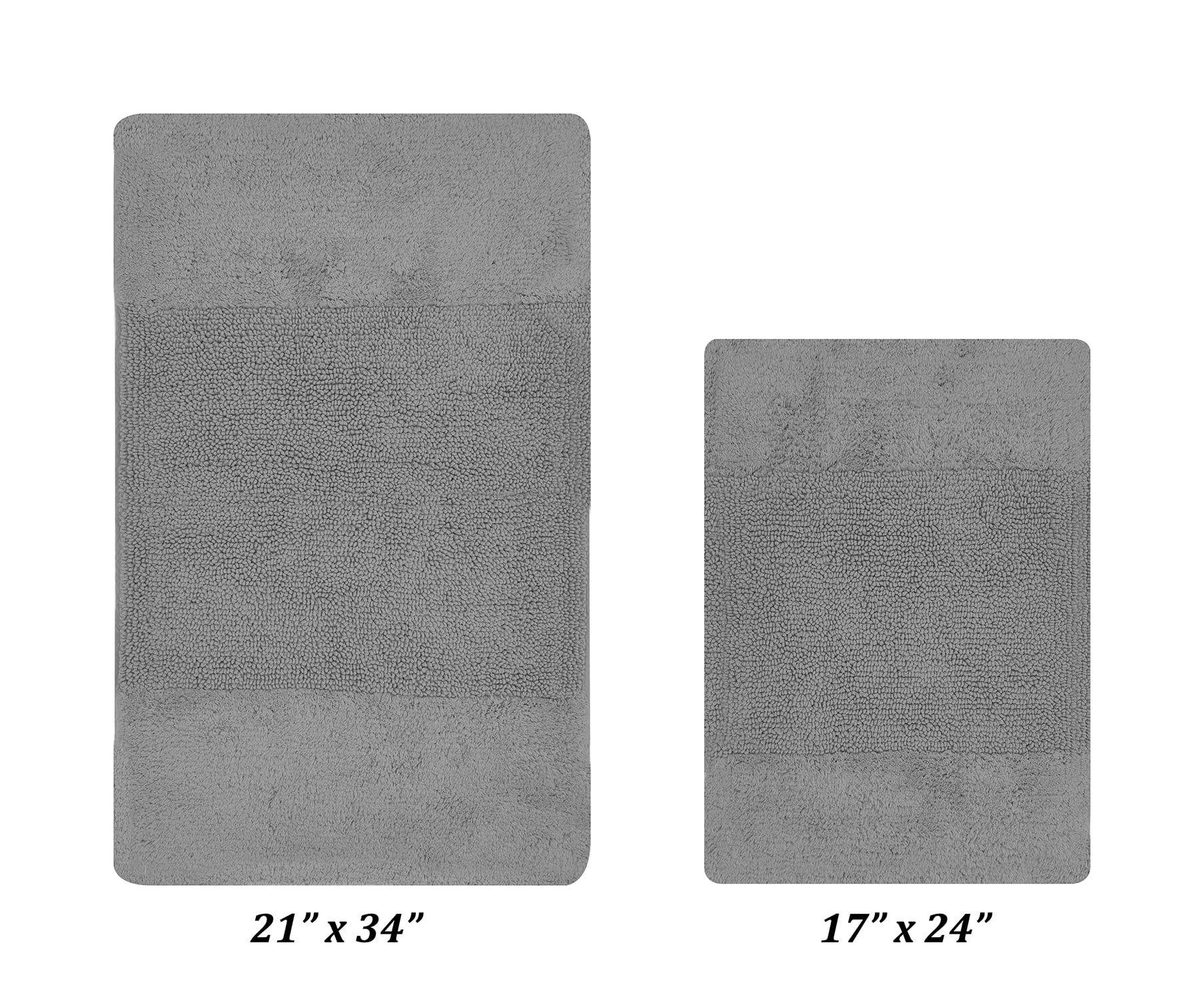 Better Trends 2 Piece Bathroom Rug Set, 100% Cotton, Extra Soft Tufted Bath Mat, Water Absorbent & Non Slip Bath Rug, (Gray) Granada Collection