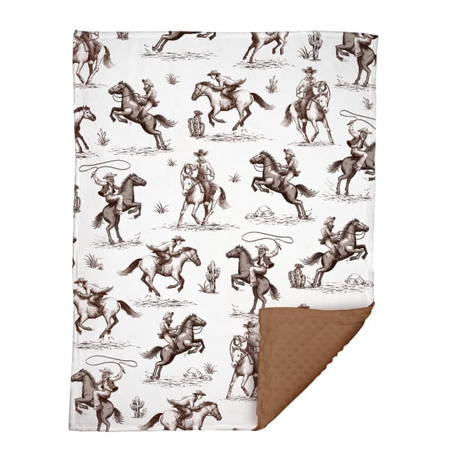 Manta para bebé Locobird Western Cowboy, 76 x 102 cm, suave y cálida